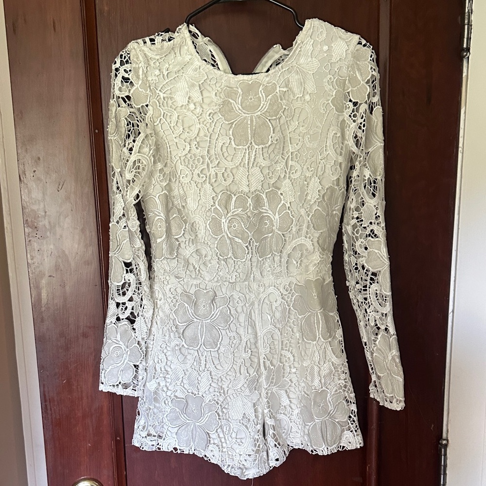 Alexis White Lace Floral Dress with Sheer Yoke